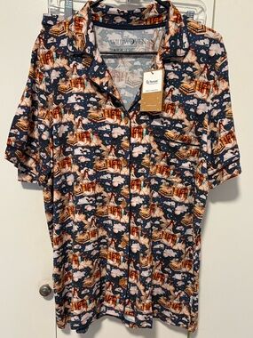 Wildwoven women’s bamboo pajama set, Fae Library print, large NWT
